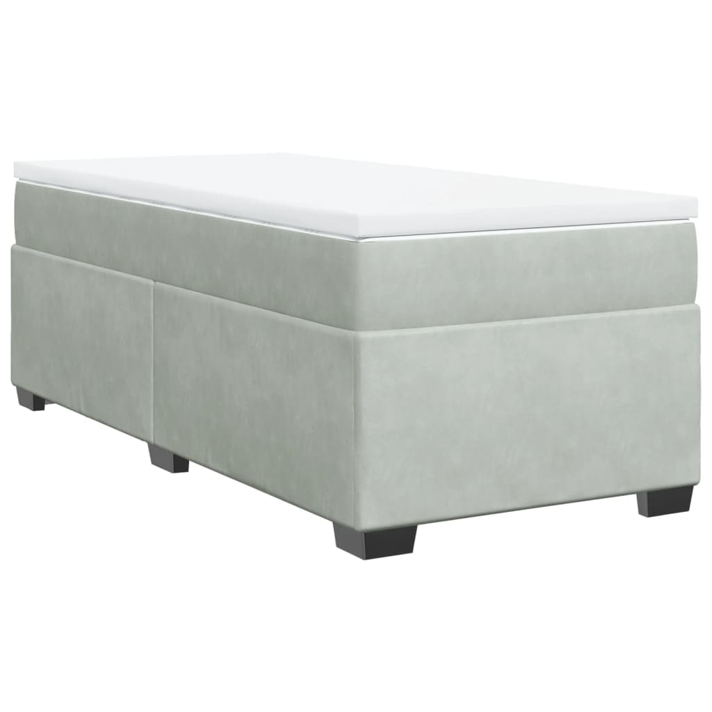 Box spring krevet s madracem svjetlosivi 90x190 cm baršunasti