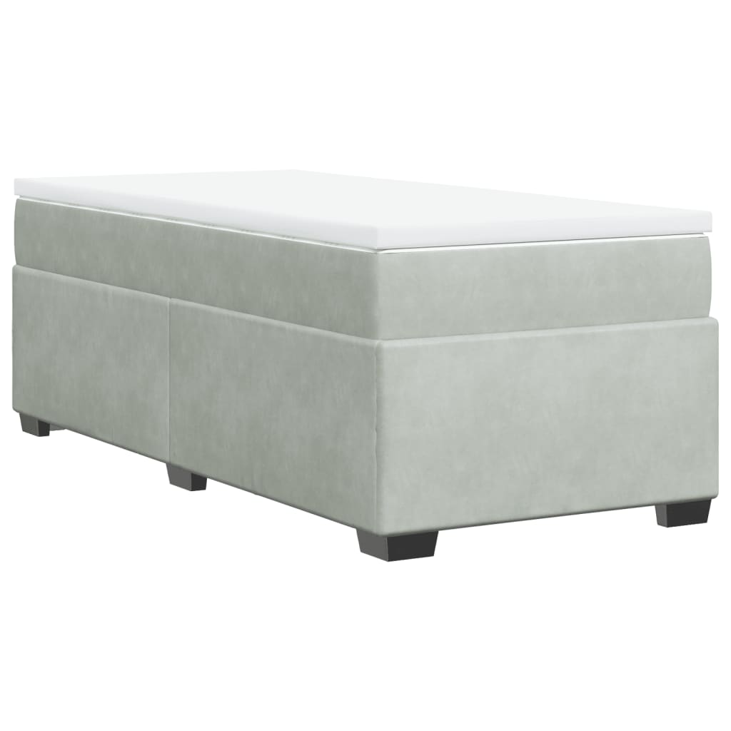 Box spring krevet s madracem svjetlosivi 90x190 cm baršunasti
