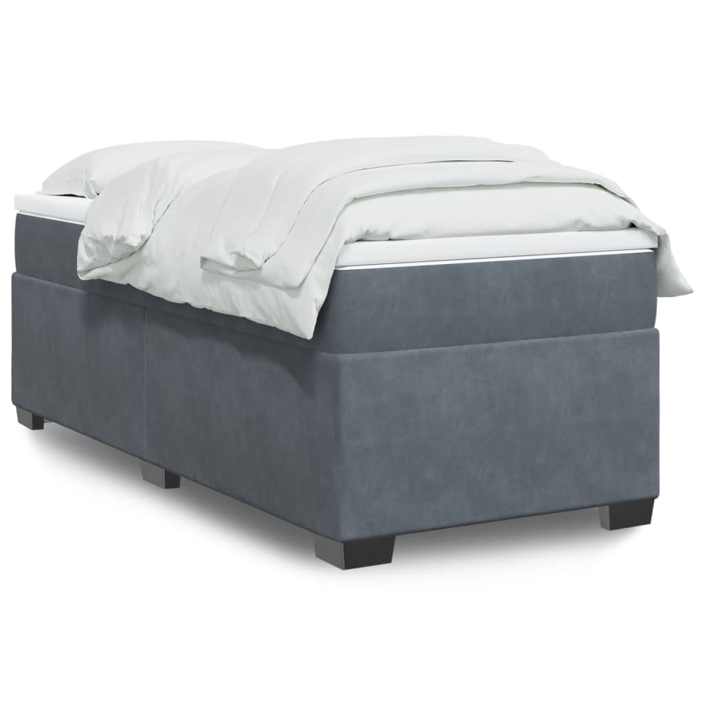 Box spring krevet s madracem tamnosivi 100x200 cm baršunasti