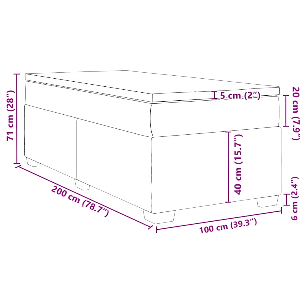 Box spring krevet s madracem tamnozeleni 100x200 cm baršunasti