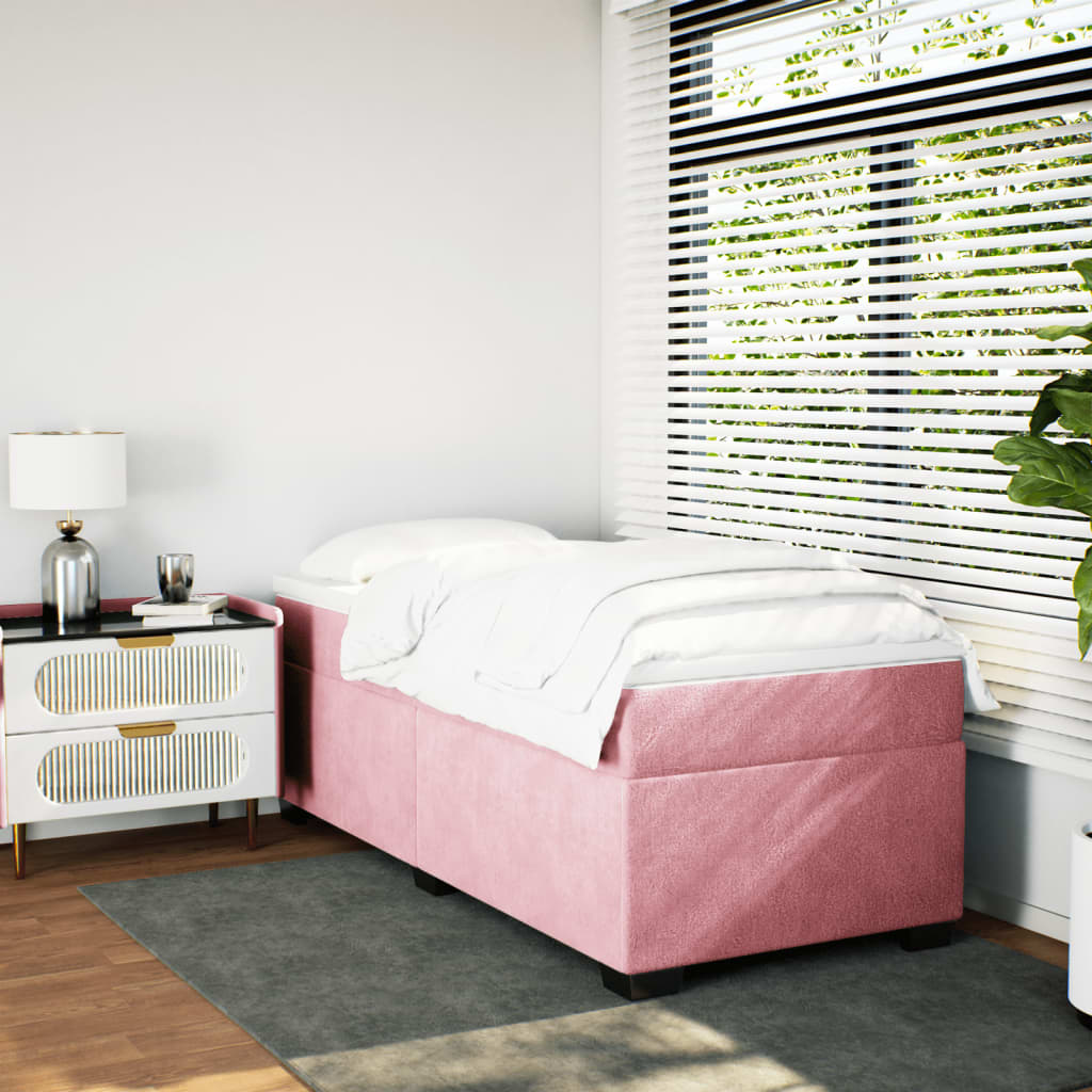 Box spring krevet s madracem ružičasti 100x200 cm baršunasti