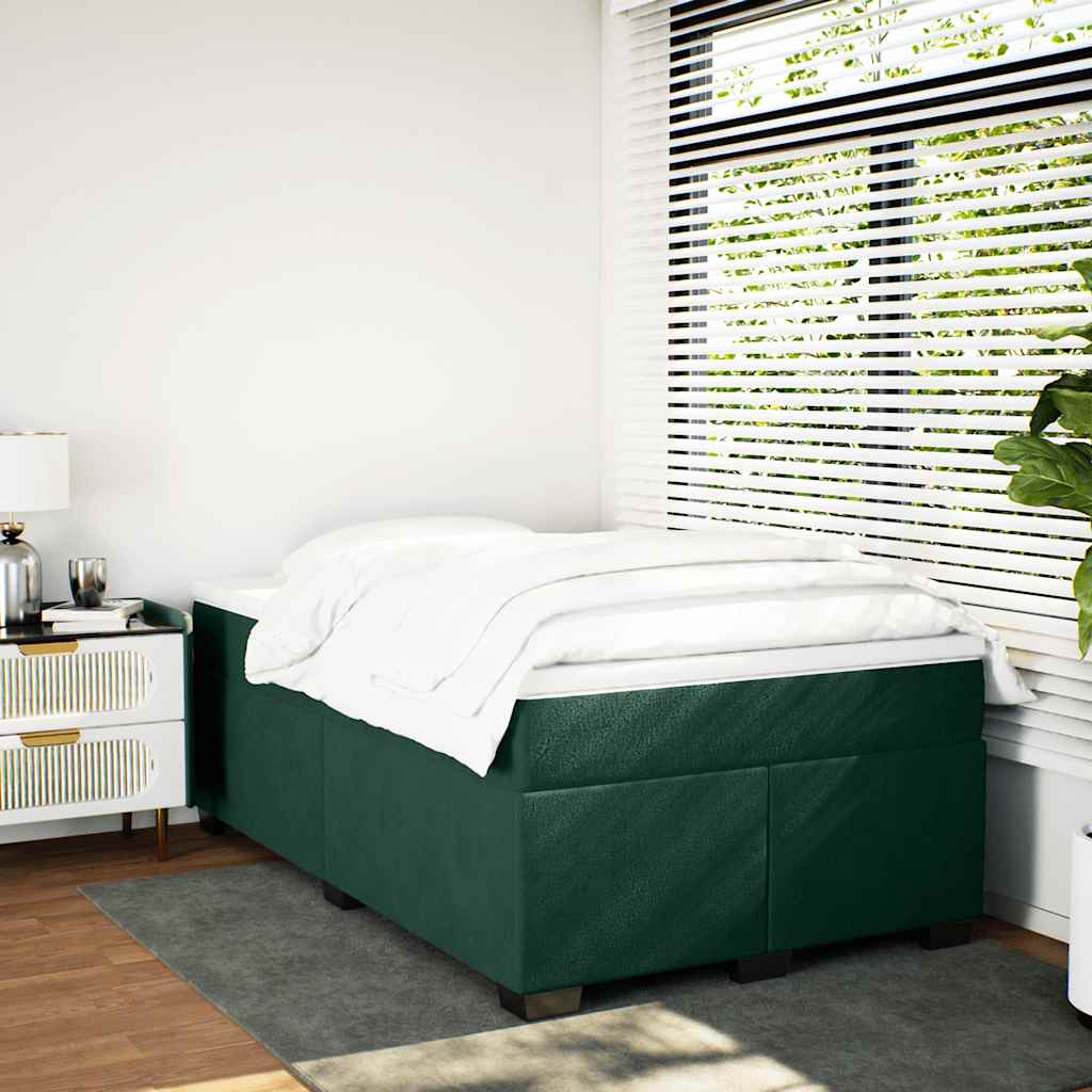 Krevet box spring s madracem tamnozeleni 120x190 cm baršunasti