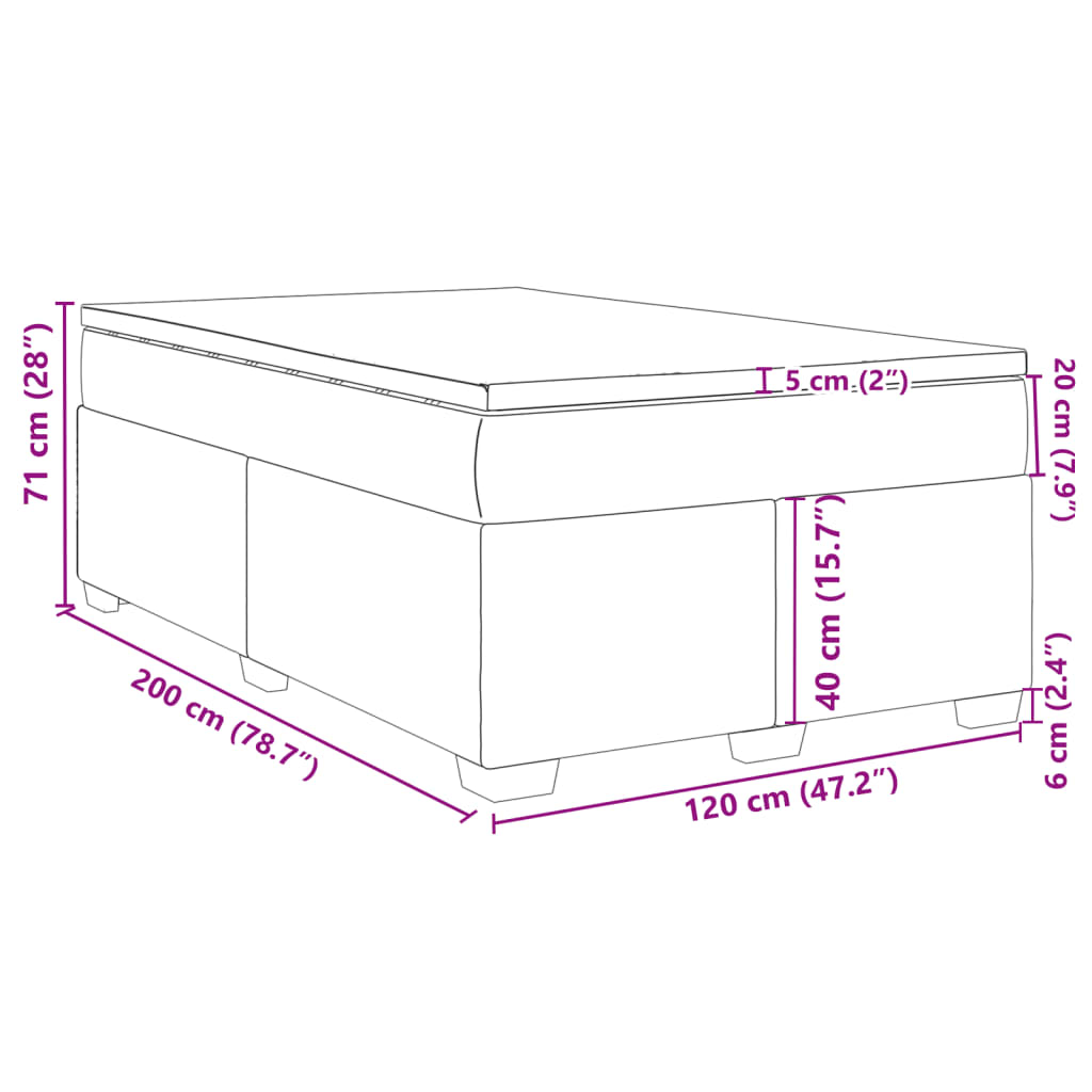 Box spring krevet s madracem svjetlosivi 120x200 cm baršunasti
