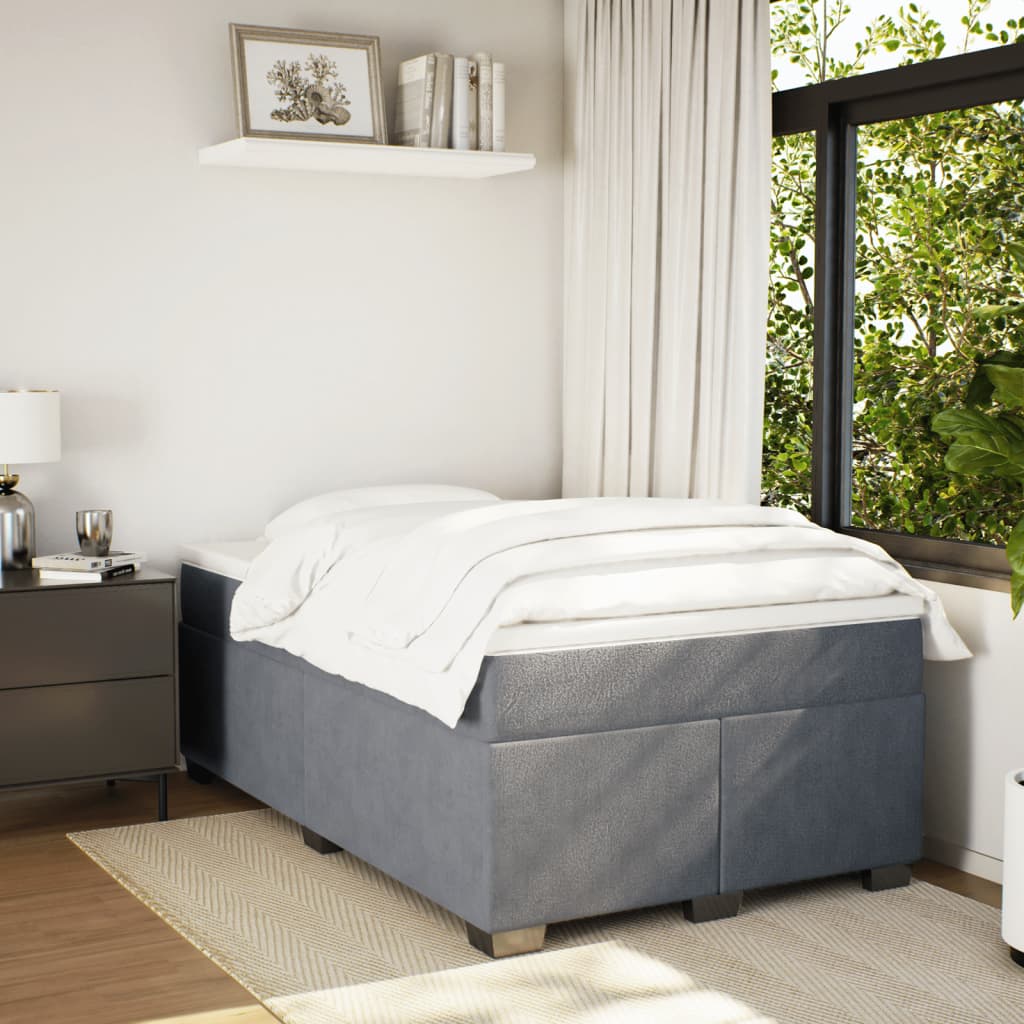 Box spring krevet s madracem tamnosivi 120 x 200 cm baršunasti