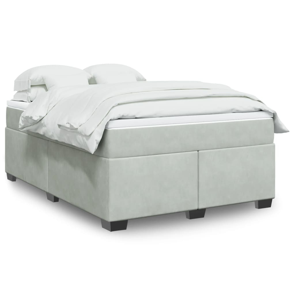 Krevet s oprugama i madracem svjetlosivi 160x200 cm baršunasti