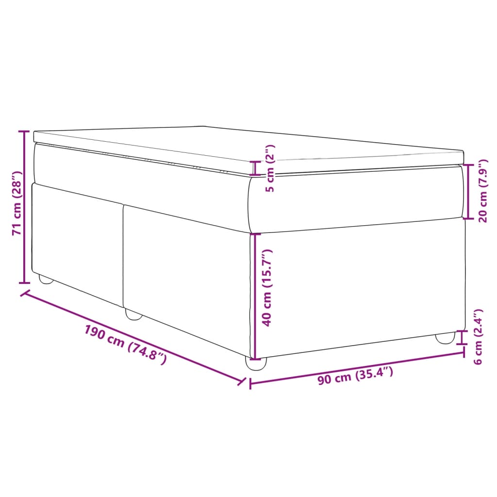 Box spring krevet s madracem crni 90x190 cm od tkanine