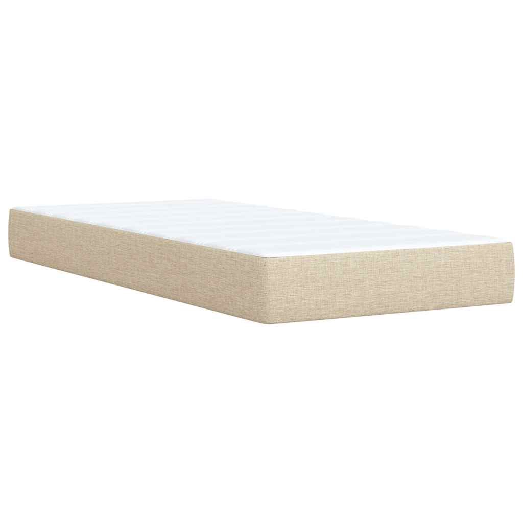 Krevet s oprugama i madracem krem 100 x 200 cm od tkanine