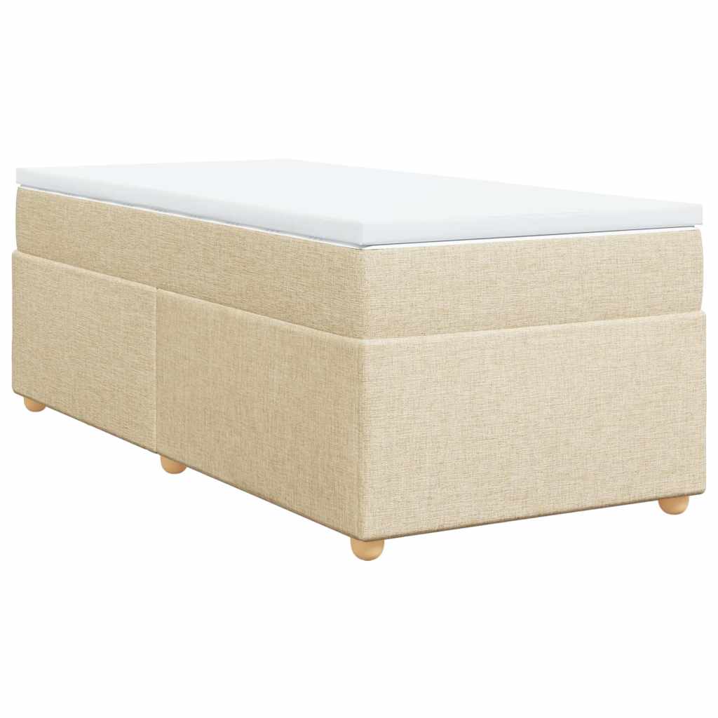 Krevet s oprugama i madracem krem 100 x 200 cm od tkanine