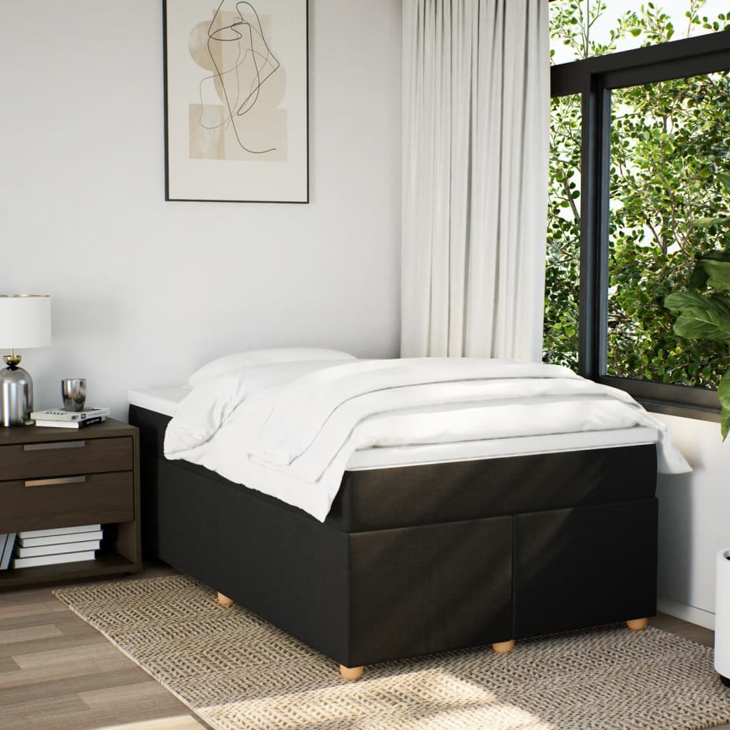 Krevet box spring s madracem crni 120 x 190 cm od tkanine