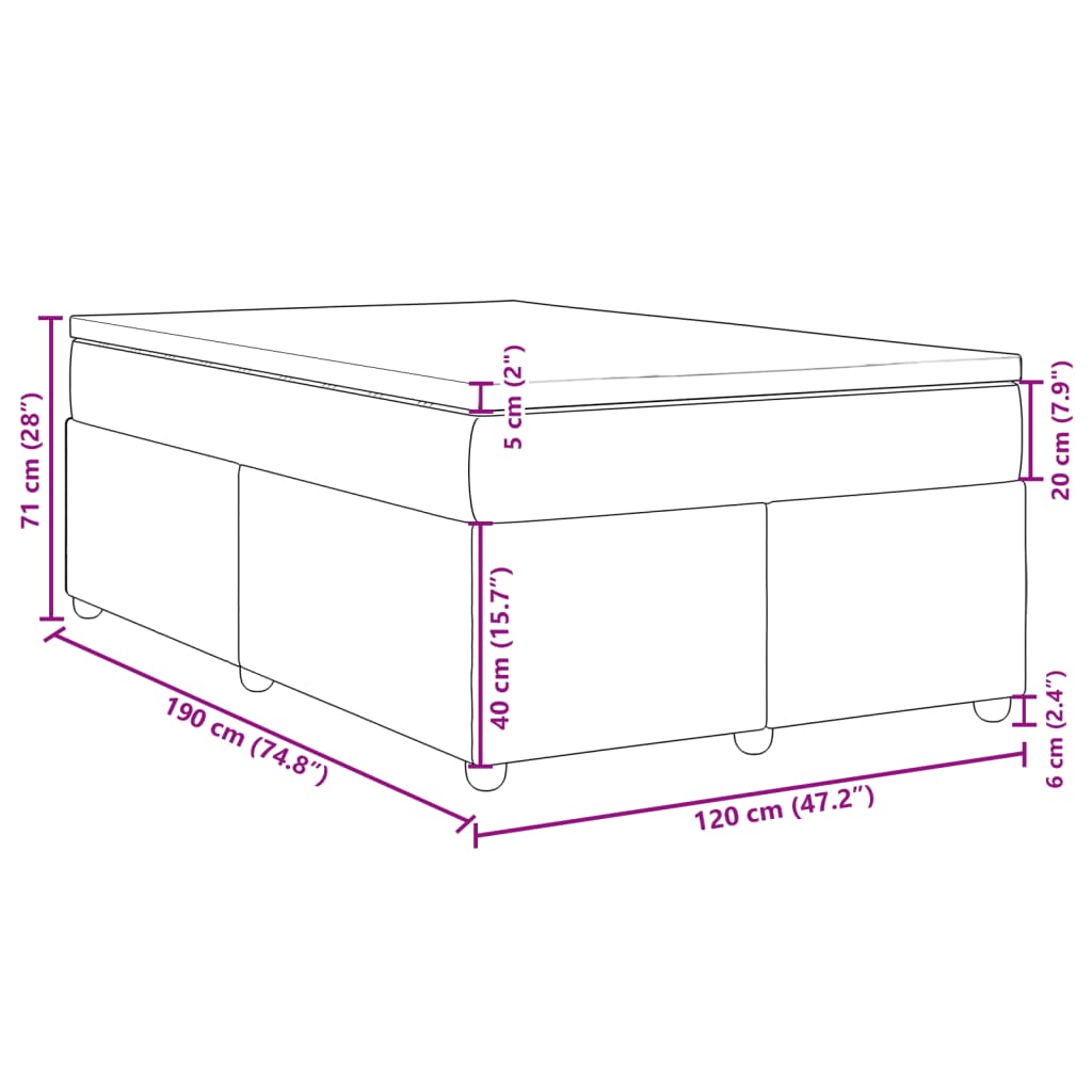 Krevet box spring s madracem crni 120 x 190 cm od tkanine
