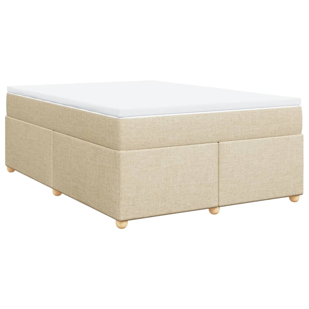 Krevet s oprugama i madracem krem 140x200 cm od tkanine