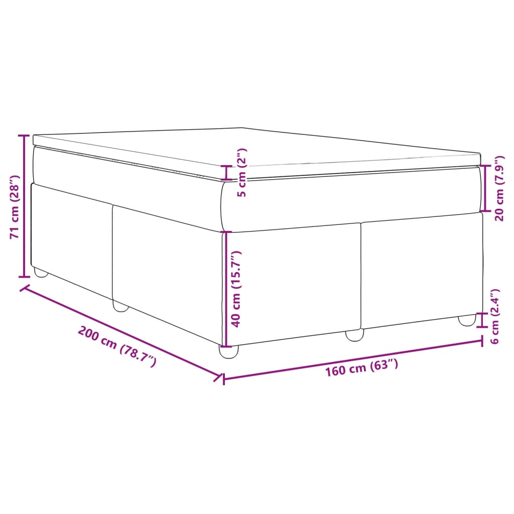 Krevet s oprugama i madracem crni 160x200 cm od tkanine