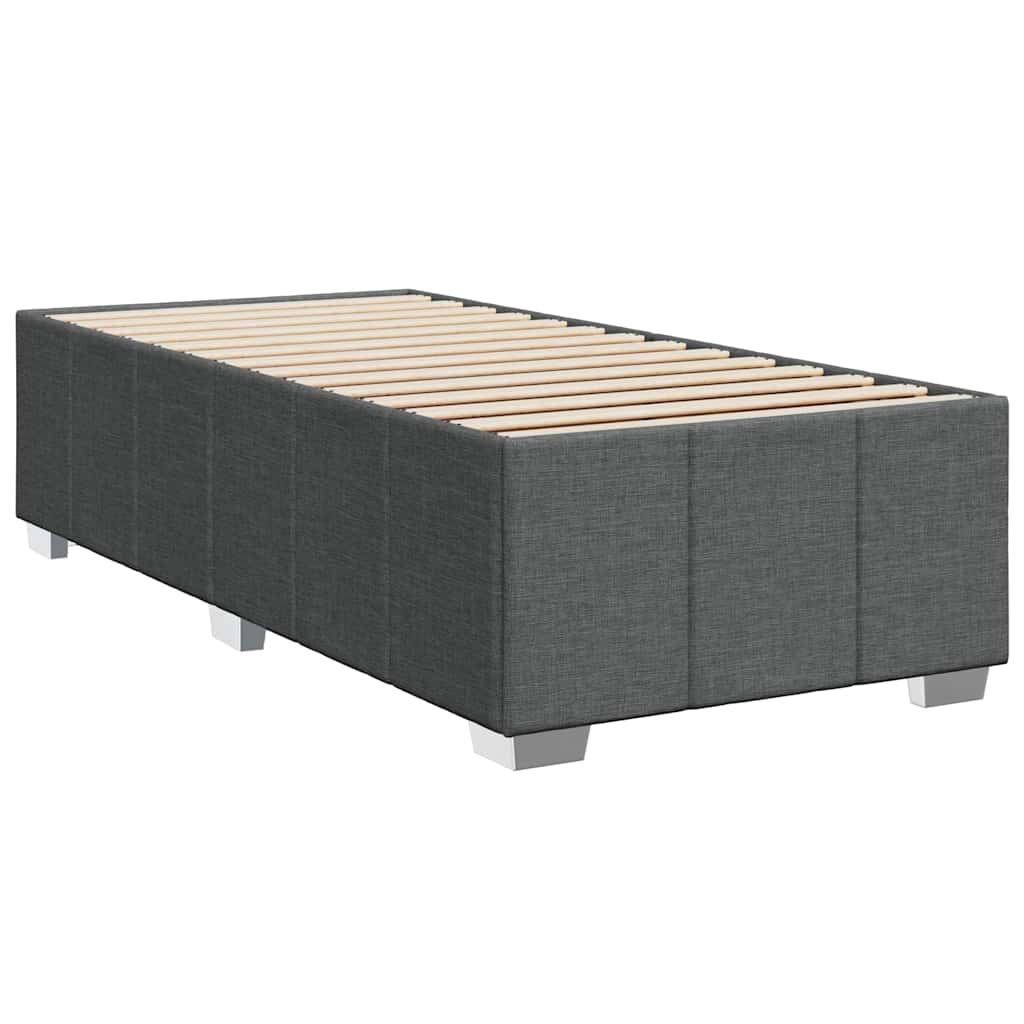 Krevet s oprugama i madracem tamnosivi 100 x 200 cm od tkanine