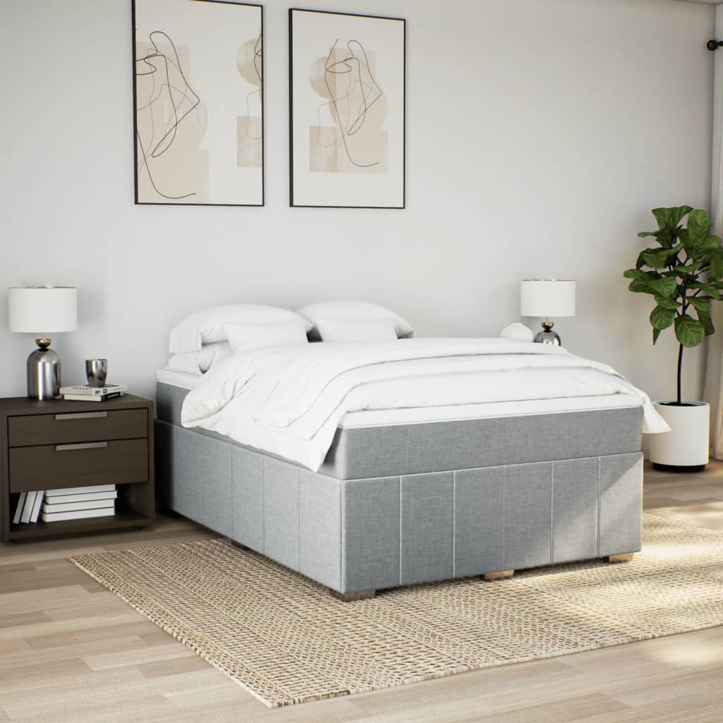Krevet box spring s madracem svjetlosiva 160x200 cm tkanina