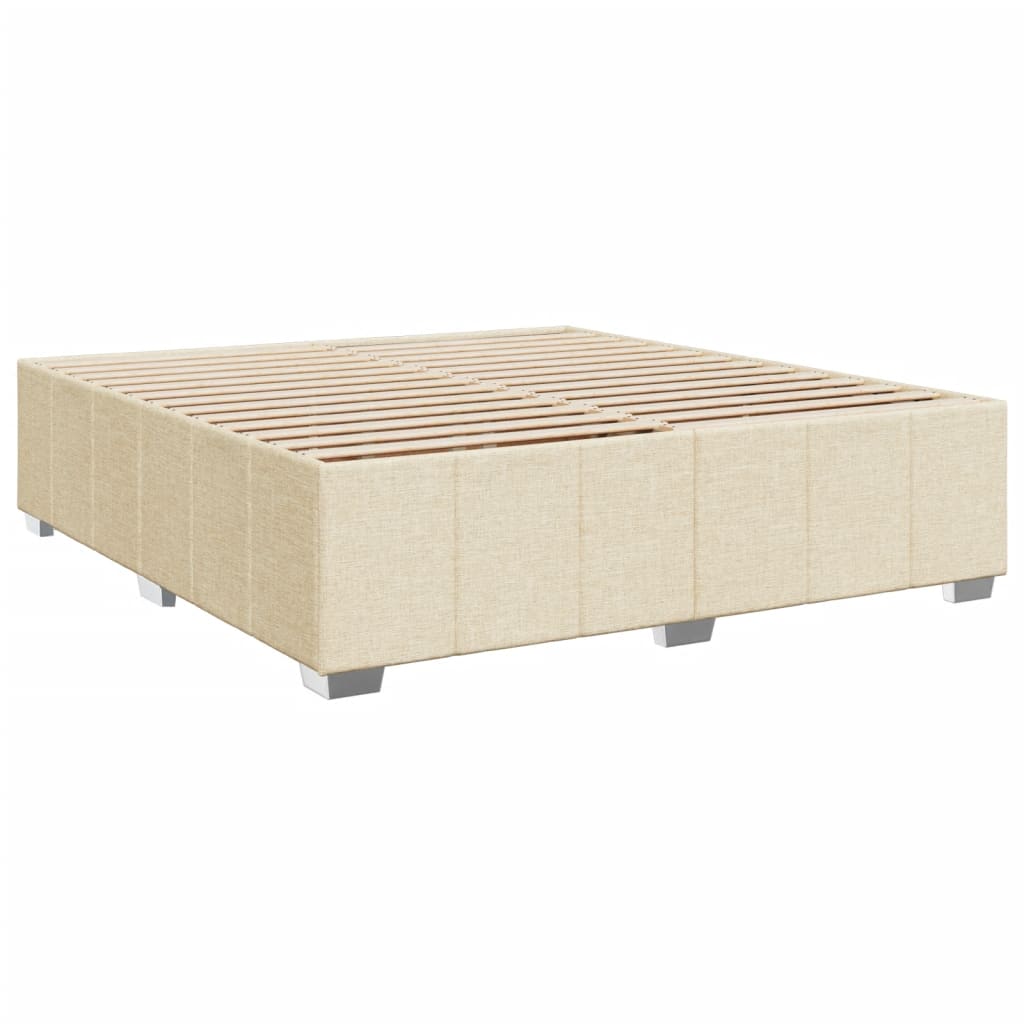 Krevet s oprugama i madracem krem 200 x 200 cm od tkanine