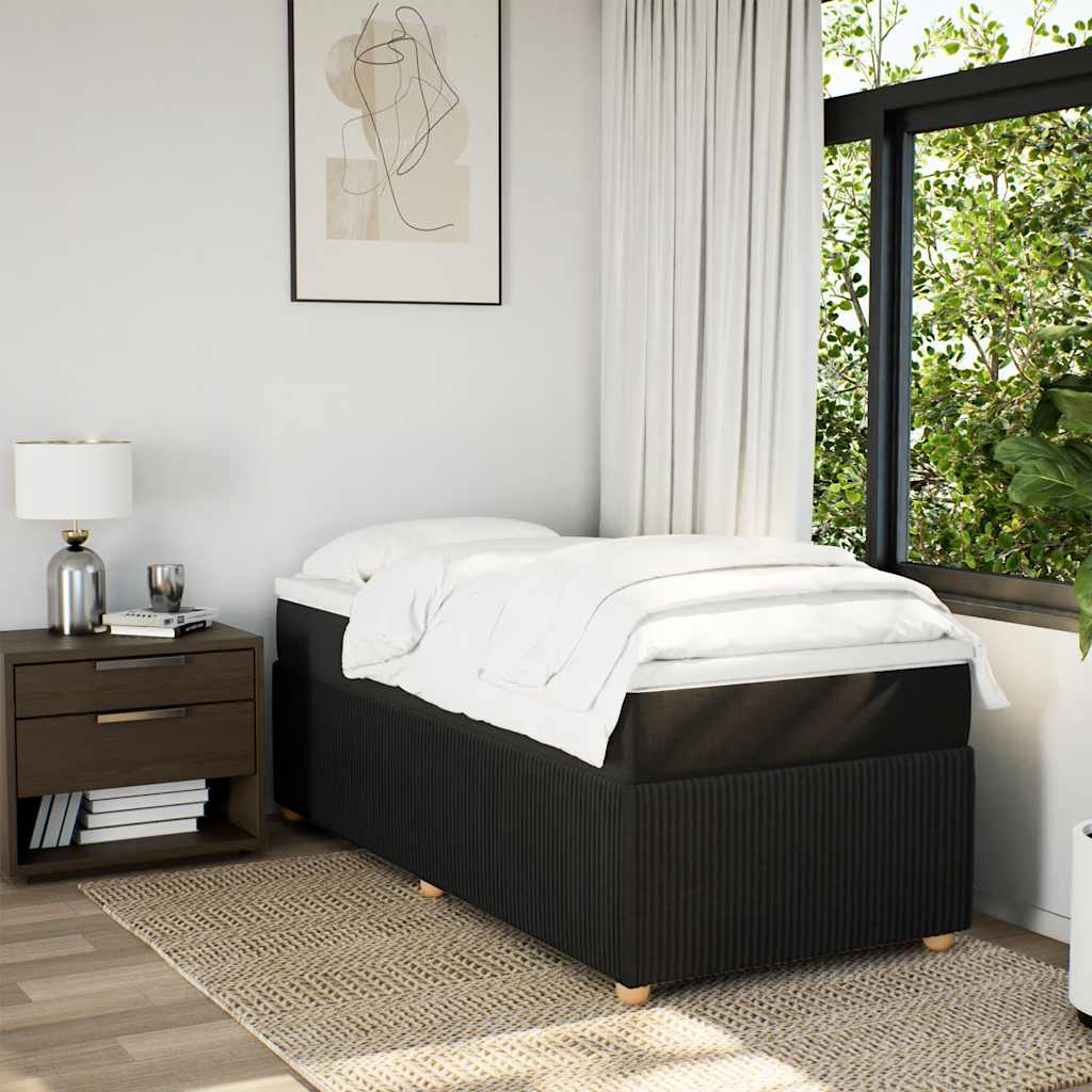 Box spring krevet s madracem crni 90x190 cm od tkanine