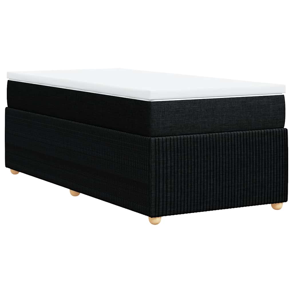 Krevet s oprugama i madracem crni 90x200 cm od tkanine