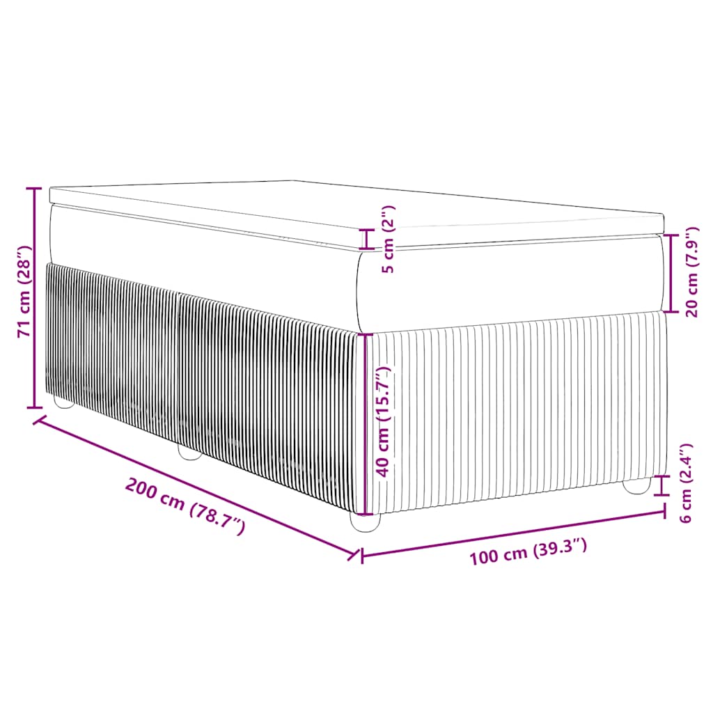 Krevet s oprugama i madracem crni 100 x 200 cm od tkanine