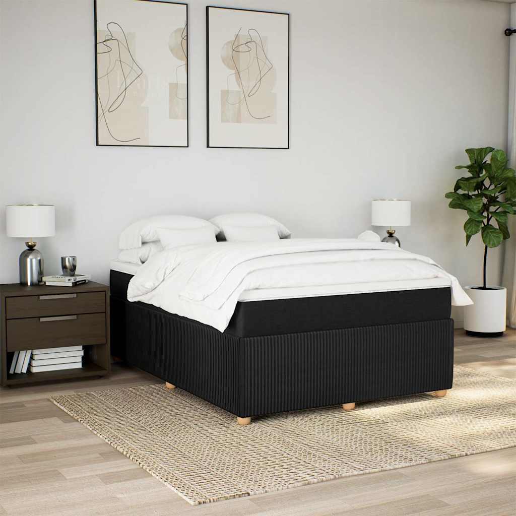 Krevet s oprugama i madracem crni 140 x 190 cm od tkanine