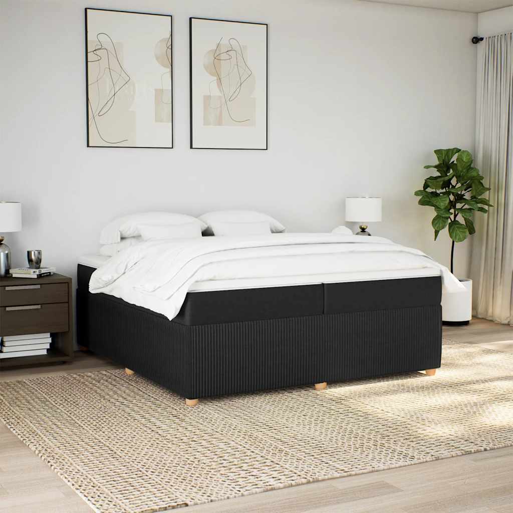 Krevet s oprugama i madracem crni 200x200 cm od tkanine