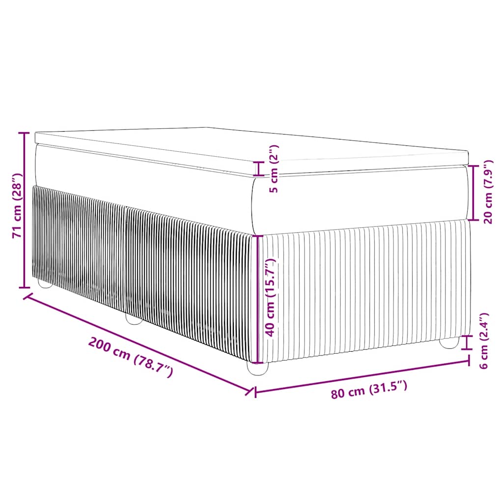 Box spring krevet s madracem tamnozeleni 80 x 200 cm baršunasti