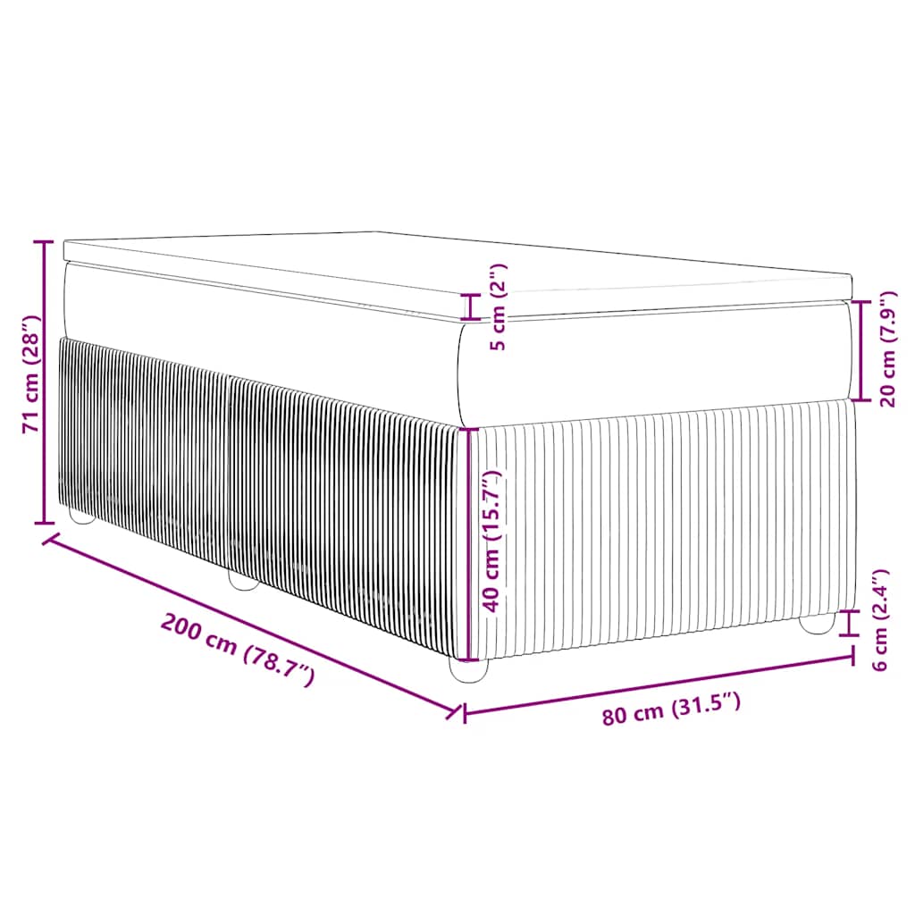 Box spring krevet s madracem ružičasti 80 x 200 cm baršunasti
