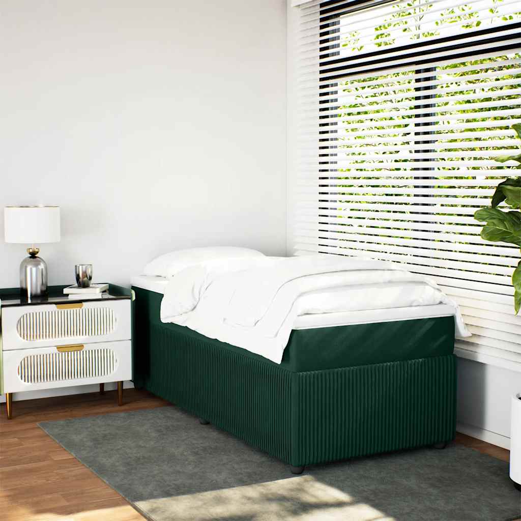 Box spring krevet s madracem tamnozeleni 90x190 cm baršunasti