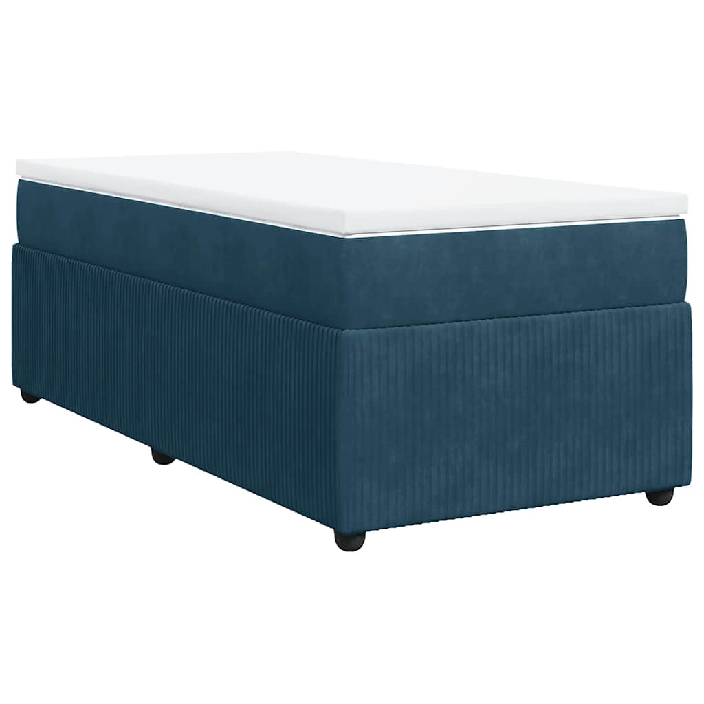 Box spring krevet s madracem tamnoplavi 90x200 cm baršunasti