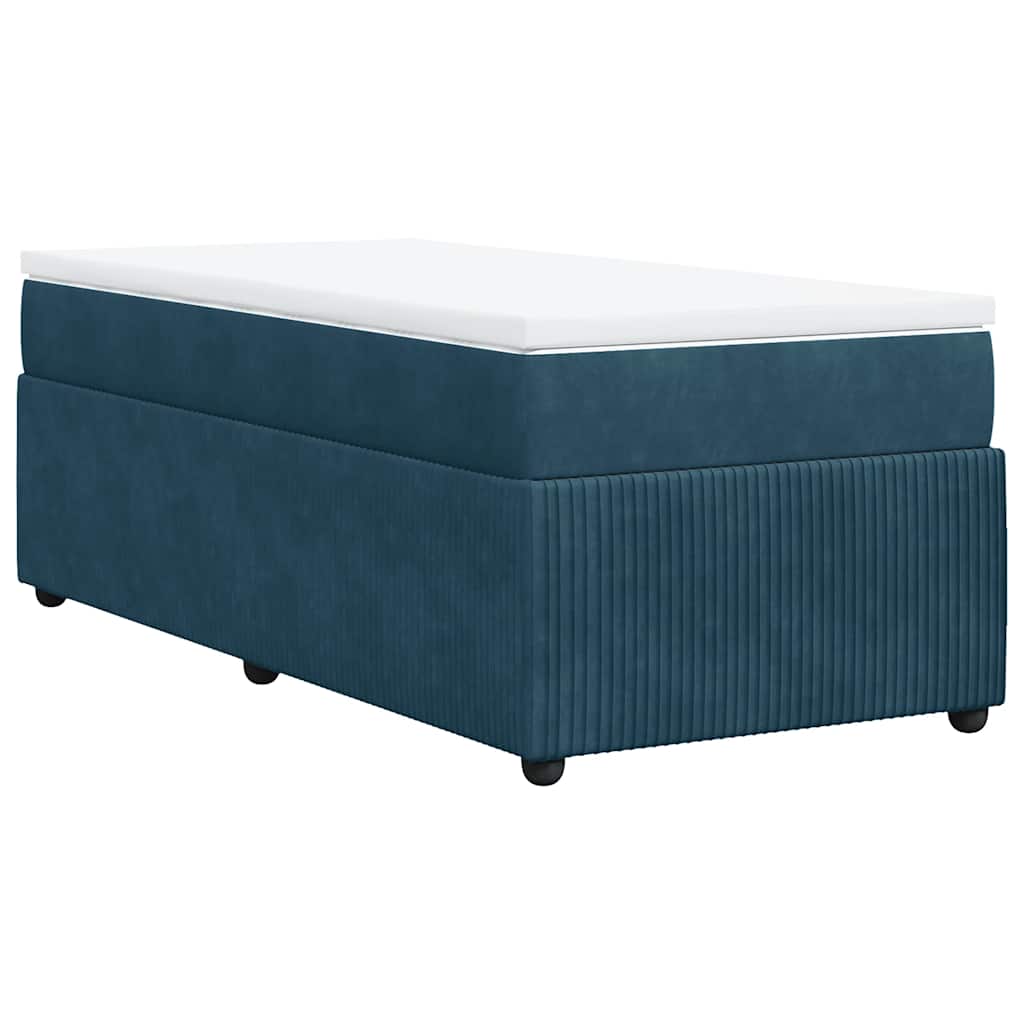 Box spring krevet s madracem tamnoplavi 90x200 cm baršunasti