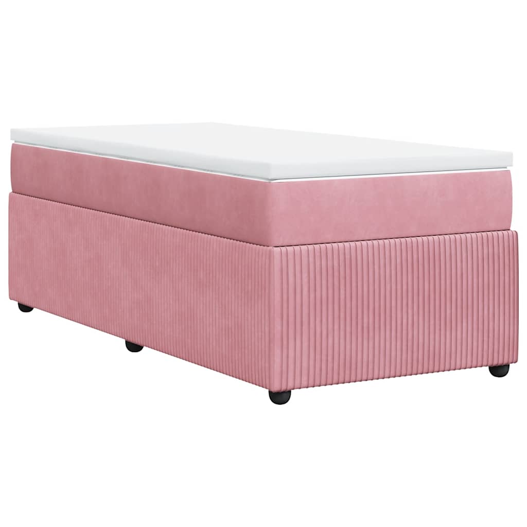 Box spring krevet s madracem ružičasti 90x200 cm baršunasti
