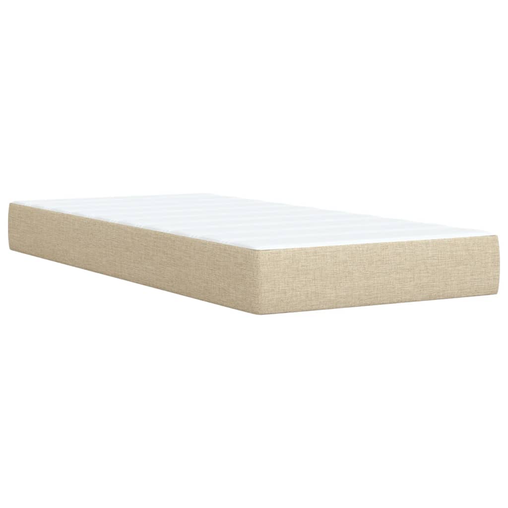 Krevet s oprugama i madracem krem 90 x 200 cm od tkanine