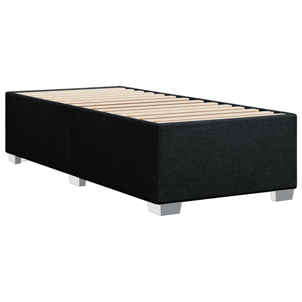 Krevet s oprugama i madracem crni 100 x 200 cm od tkanine