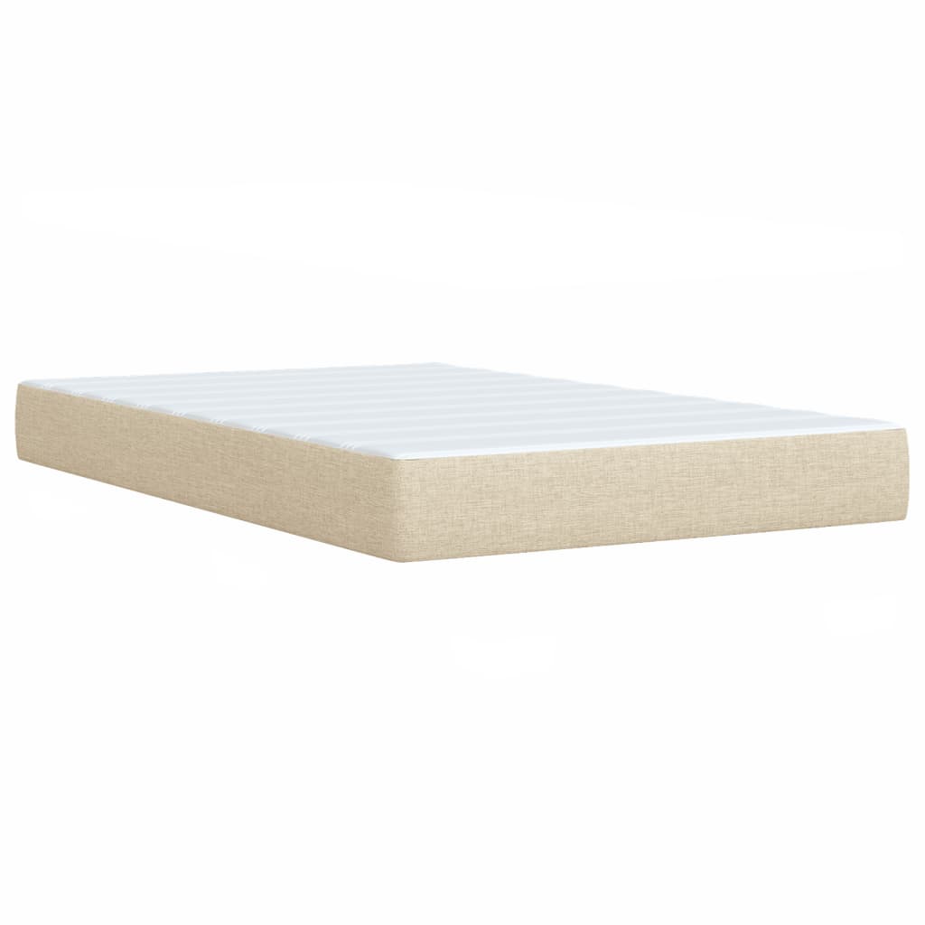 Krevet s oprugama i madracem krem 100 x 200 cm od tkanine