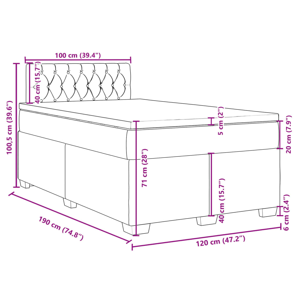 Krevet box spring s madracem krem 120 x 190 cm od tkanine