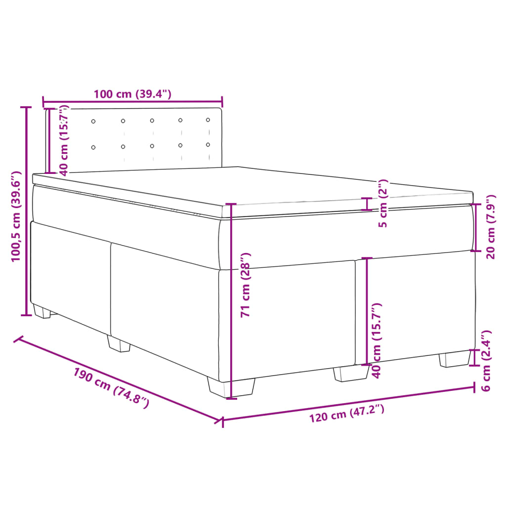 Krevet box spring s madracem krem 120 x 190 cm od tkanine