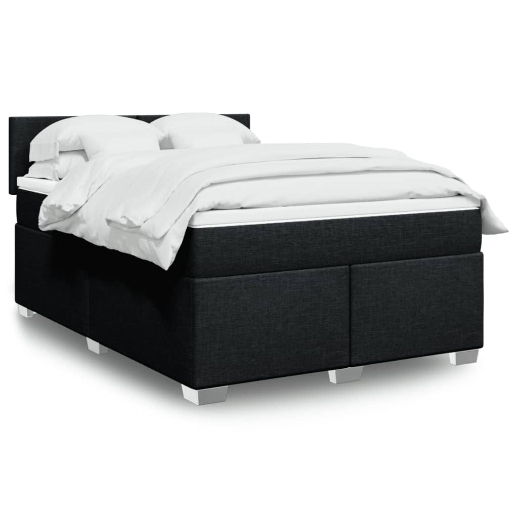 Krevet s oprugama i madracem crni 140 x 190 cm od tkanine