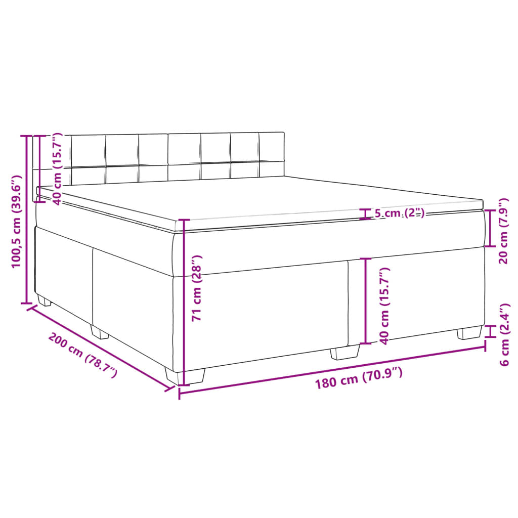 Krevet s oprugama i madracem crni 180x200 cm od tkanine
