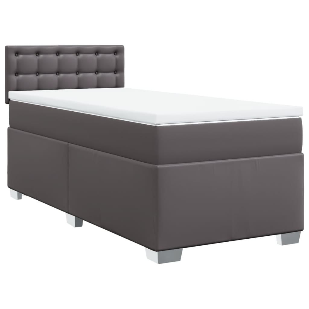 Krevet s oprugama i madracem sivi 100x200 cm od umjetne kože