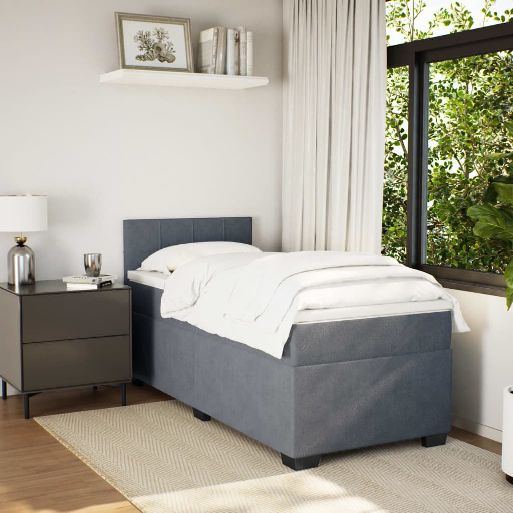 Box spring krevet s madracem tamnosivi 80 x 200 cm baršunasti