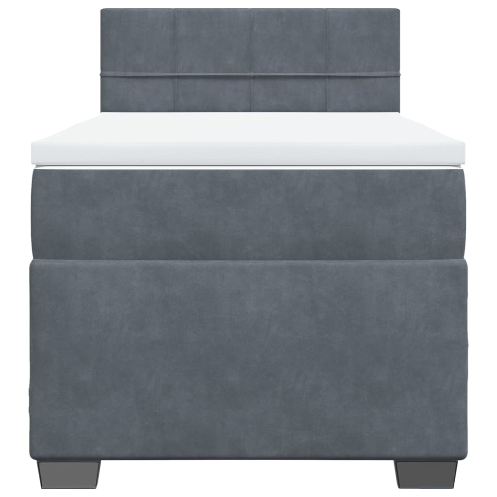 Box spring krevet s madracem tamnosivi 80 x 200 cm baršunasti