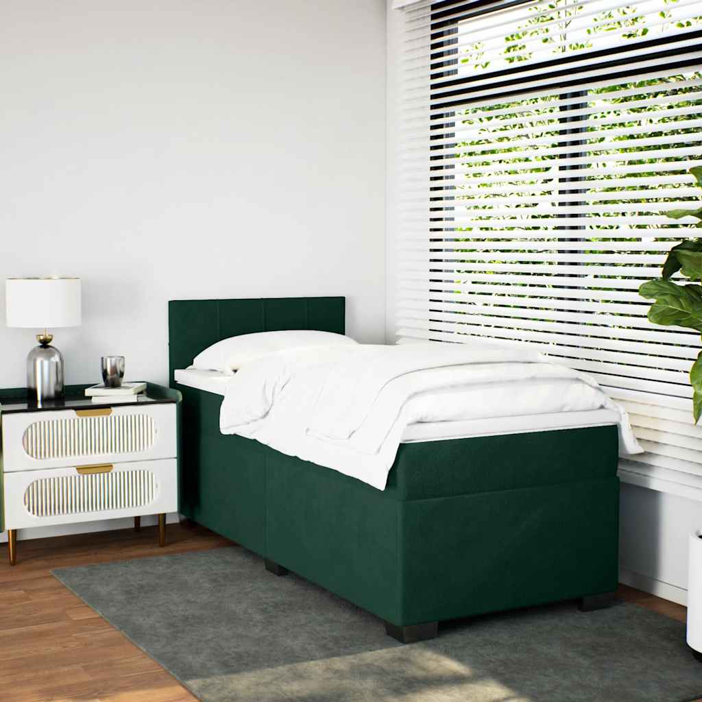 Box spring krevet s madracem tamnozeleni 80 x 200 cm baršunasti