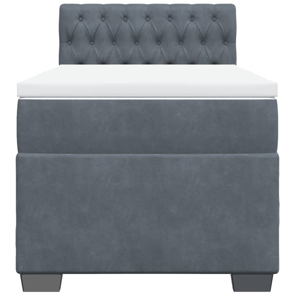 Box spring krevet s madracem tamnosivi 80 x 200 cm baršunasti