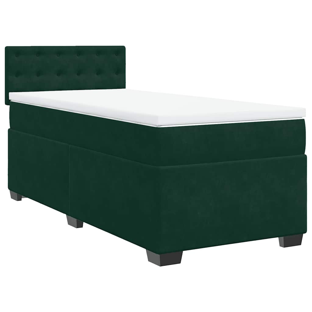 Box spring krevet s madracem tamnozeleni 80 x 200 cm baršunasti