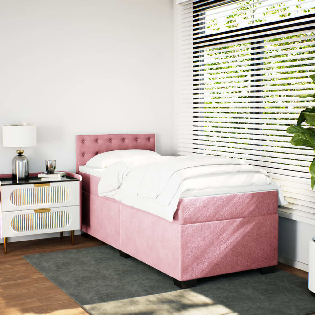 Box spring krevet s madracem ružičasti 80 x 200 cm baršunasti
