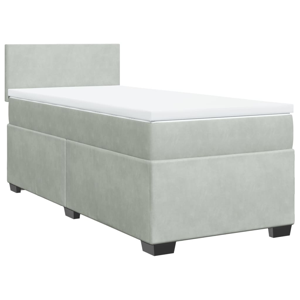 Box spring krevet s madracem svjetlosivi 90x190 cm baršunasti