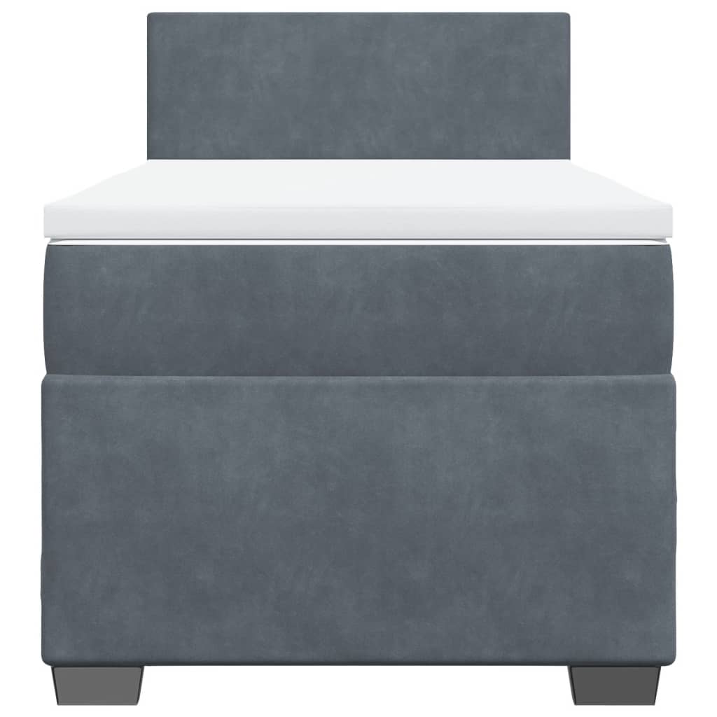 Box spring krevet s madracem tamnosivi 90x190 cm baršunasti