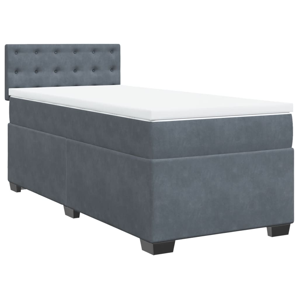 Box spring krevet s madracem tamnosivi 90x190 cm baršunasti