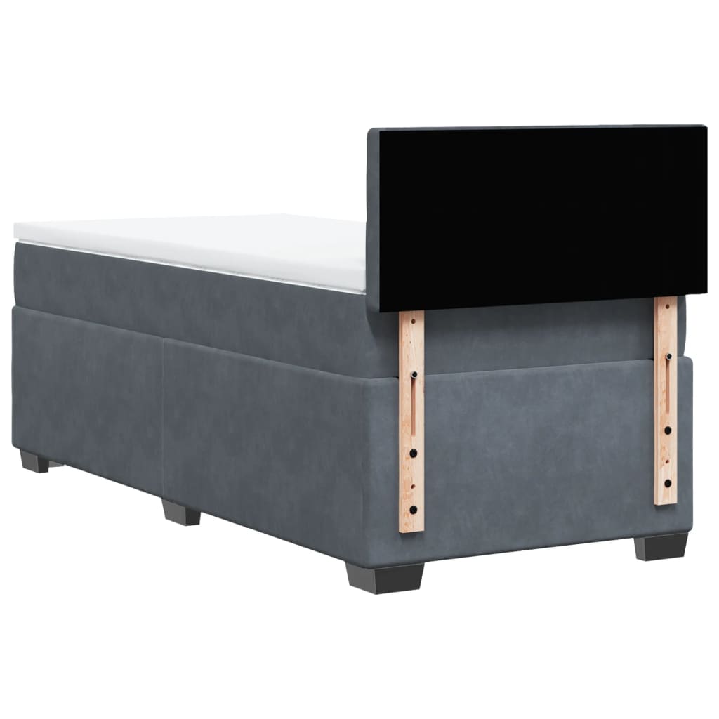 Box spring krevet s madracem tamnosivi 90x190 cm baršunasti