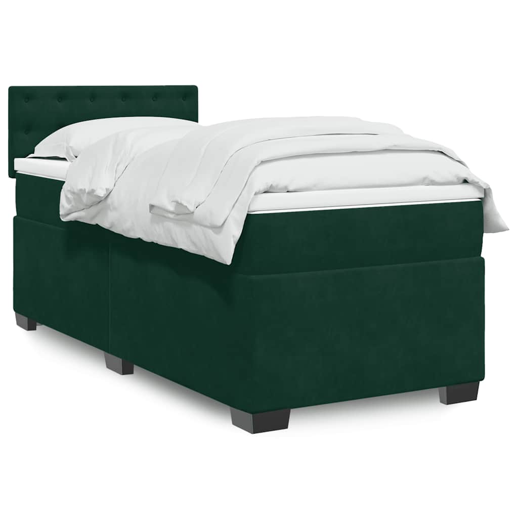 Box spring krevet s madracem tamnozeleni 90x190 cm baršunasti