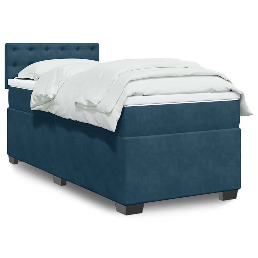 Box spring krevet s madracem tamnoplavi 90x190 cm baršunasti